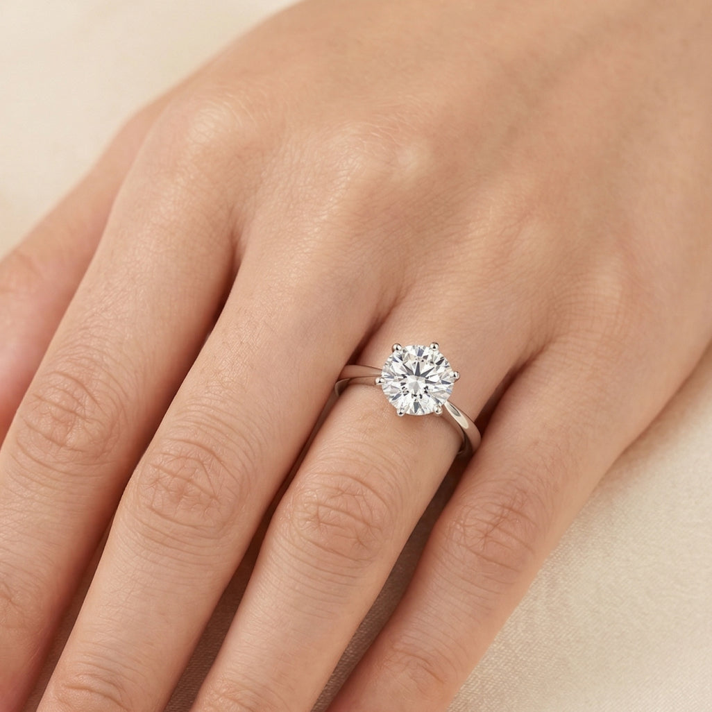 Ishani Brilliant Solitaire Ring in 925 Silver