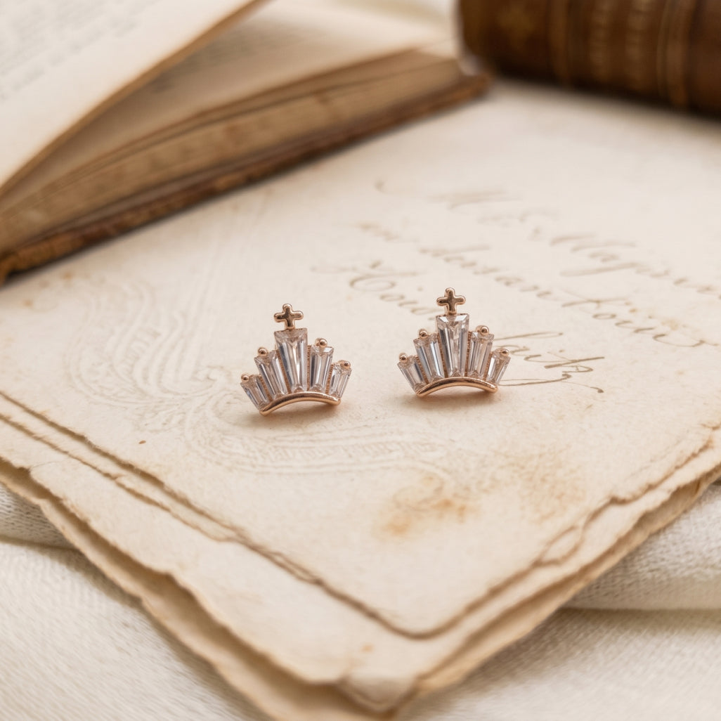 Crown Baguette Studs