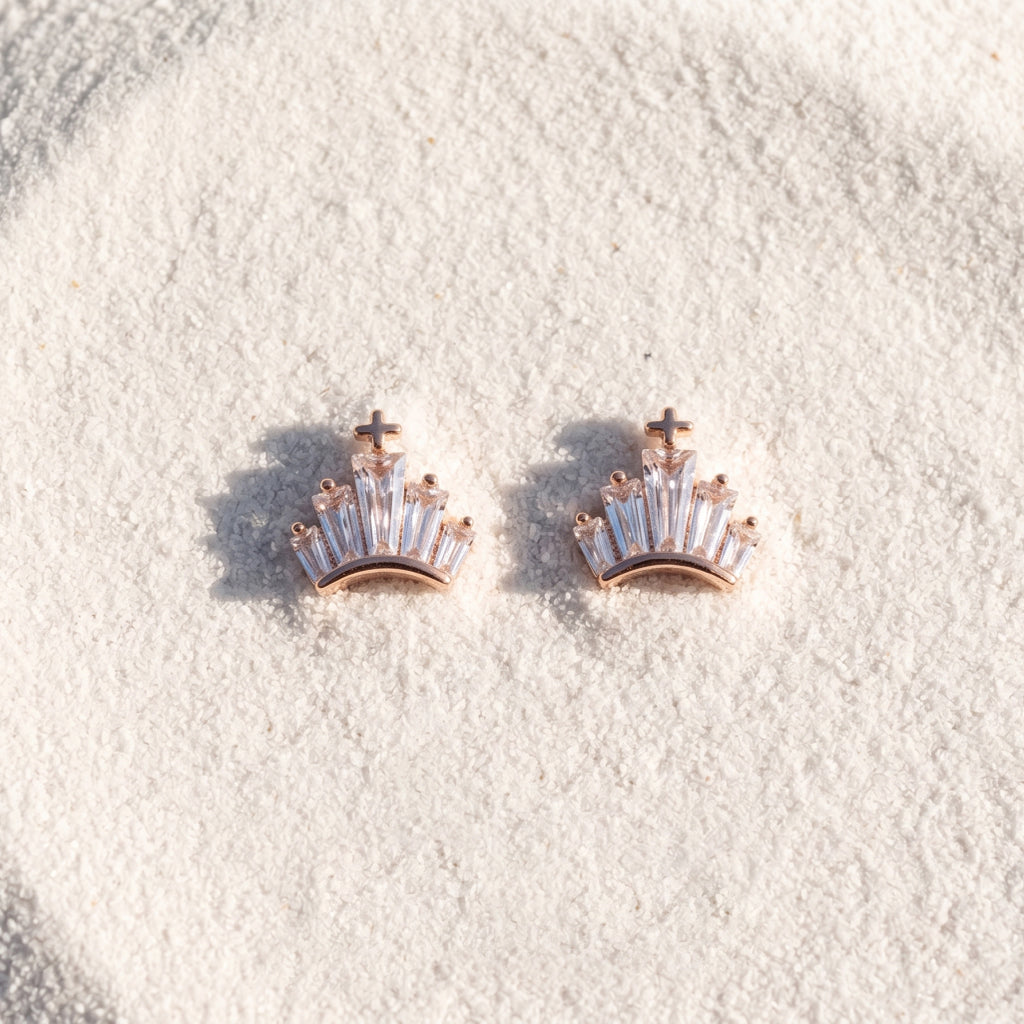 Crown Baguette Studs