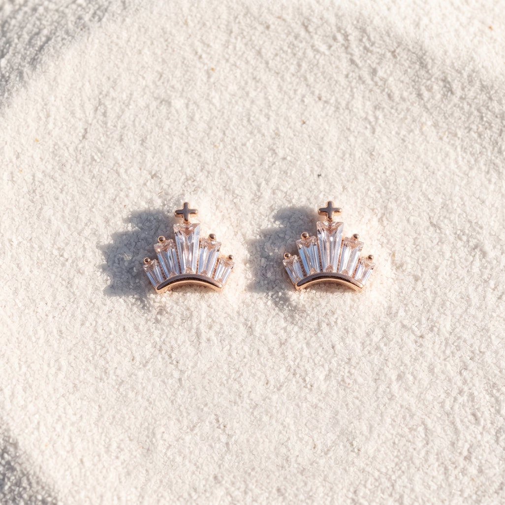 Crown Baguette Studs