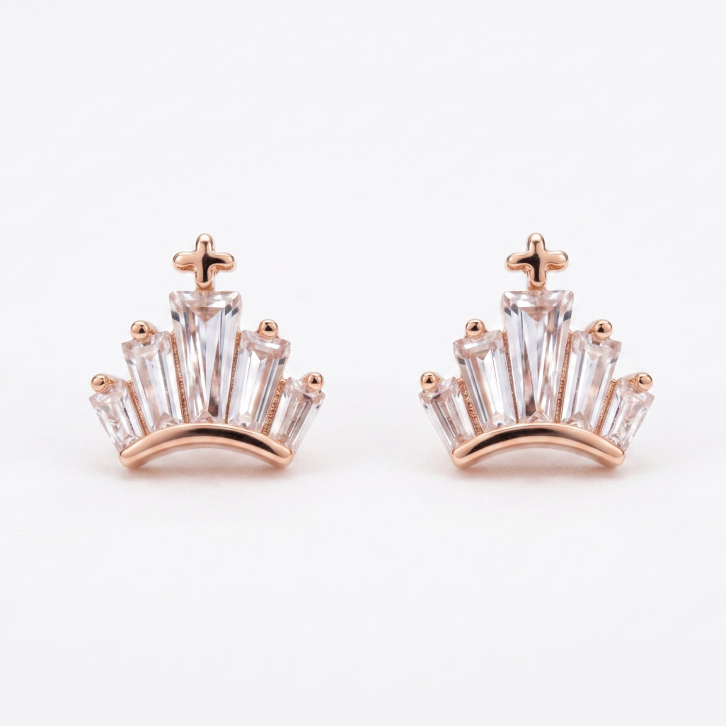 Crown Baguette Studs