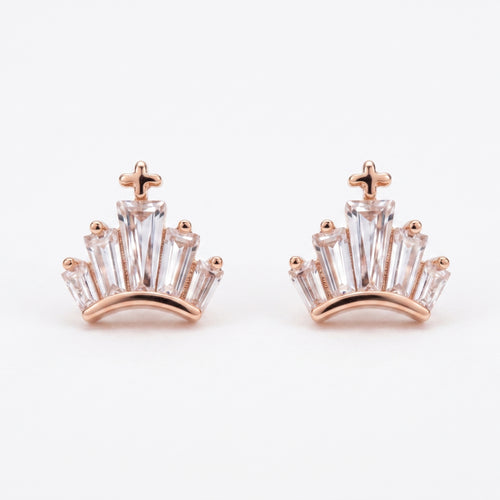 Crown Baguette Studs