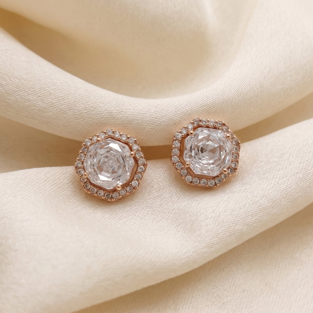 Rose Hex Stud Earrings