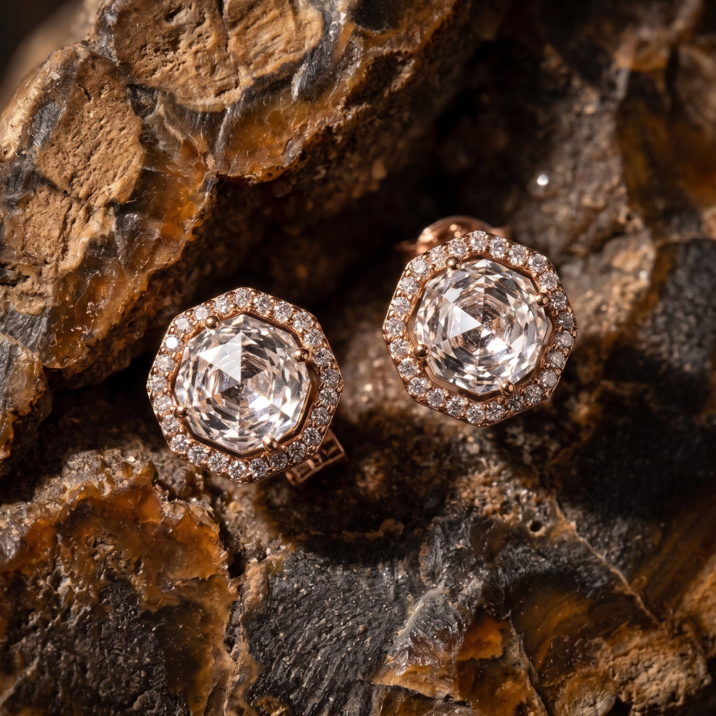 Rose Hex Stud Earrings