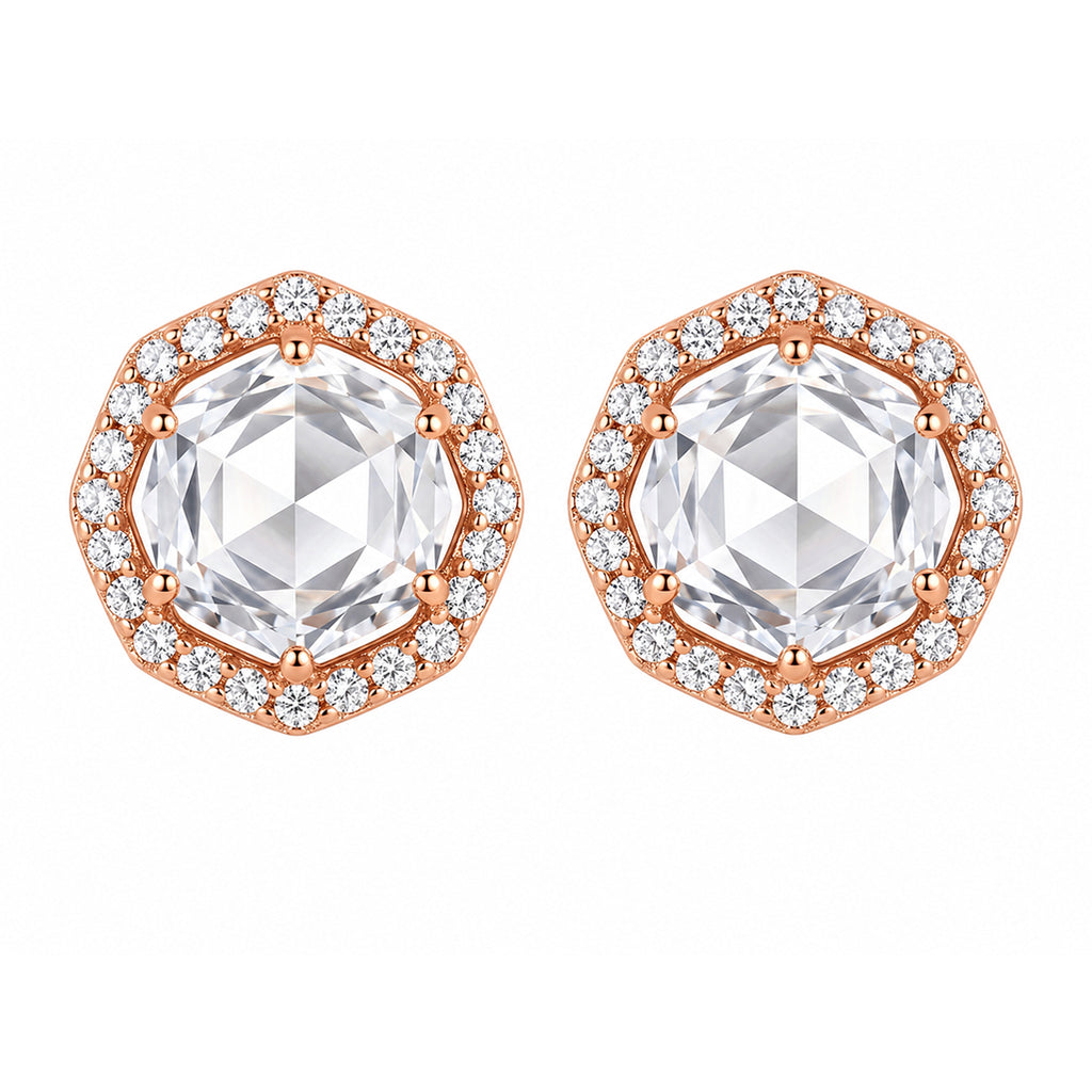 Rose Hex Stud Earrings