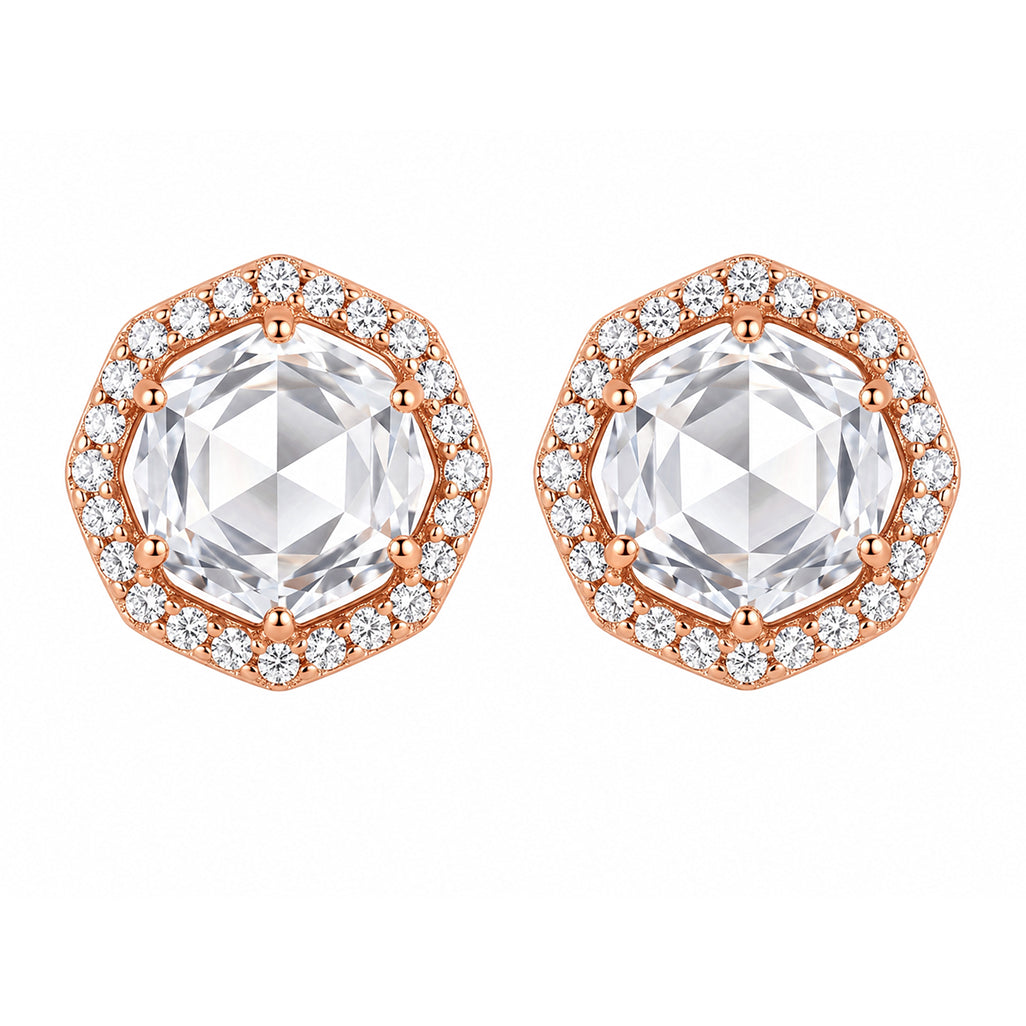 Rose Hex Stud Earrings