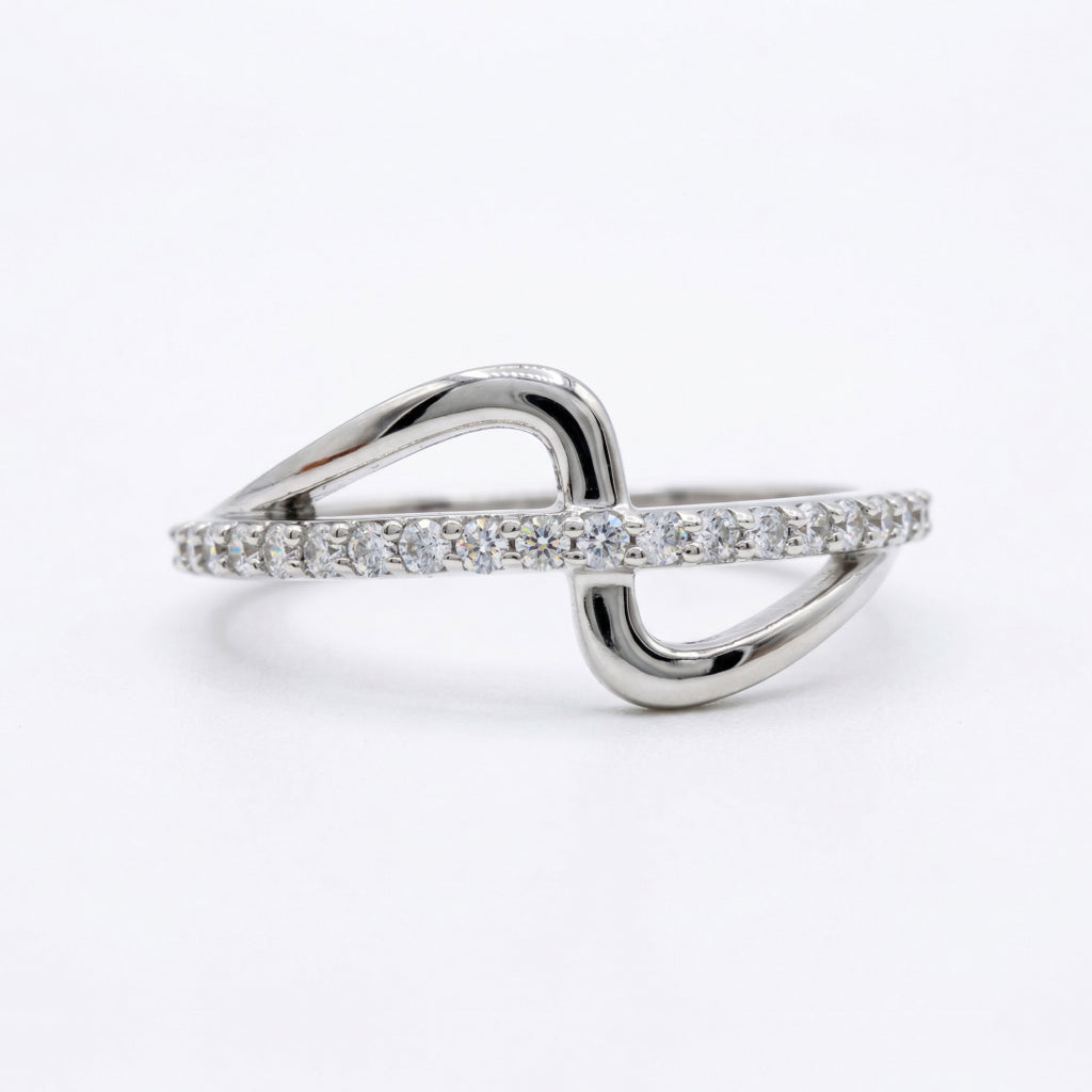 Open Frame Wrap Stone Ring 925 Silver Geometric