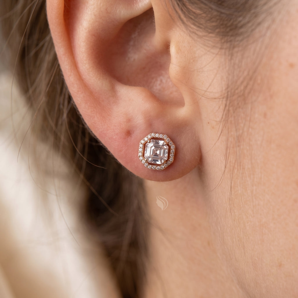 Rose Hex Stud Earrings