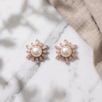 Pearl Sun Baguette Studs