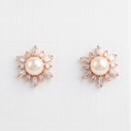 Pearl Sun Baguette Studs
