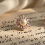 Pearl Sun Baguette Studs