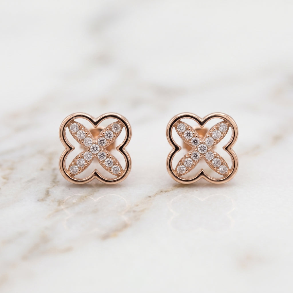 Rose Halo Stud Earrings