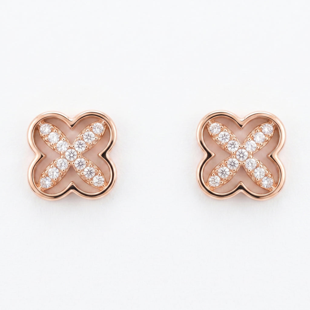 Rose Halo Stud Earrings