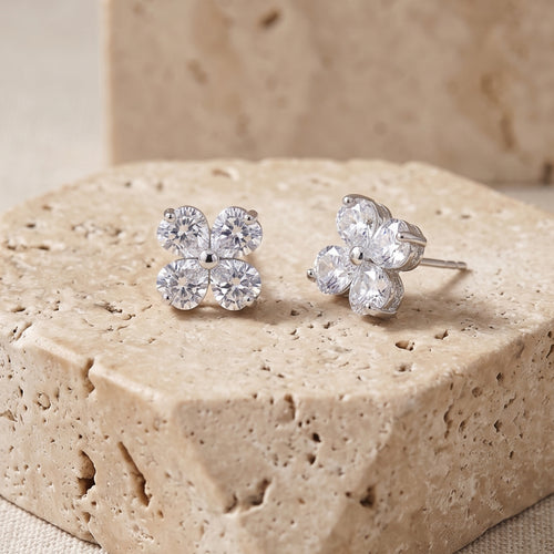 Crystal Clover Stud Earrings
