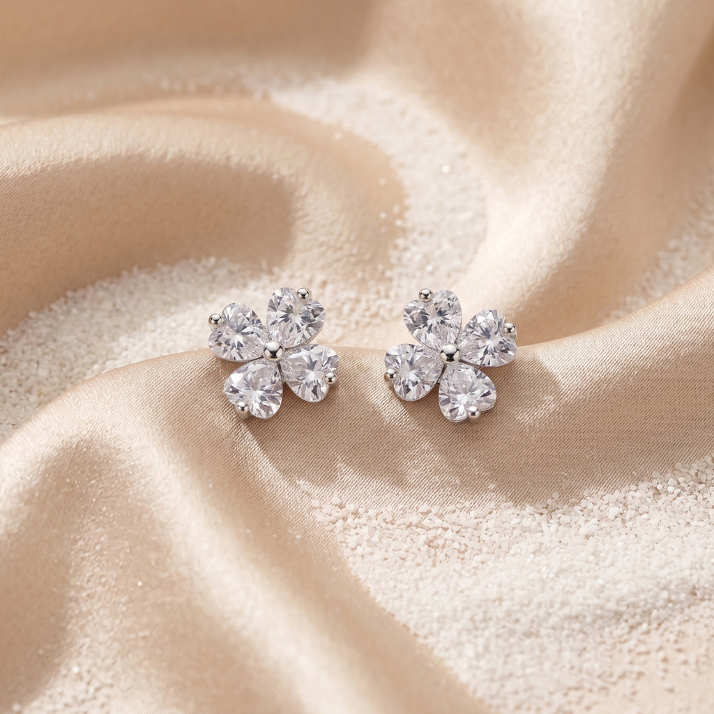 Crystal Clover Stud Earrings
