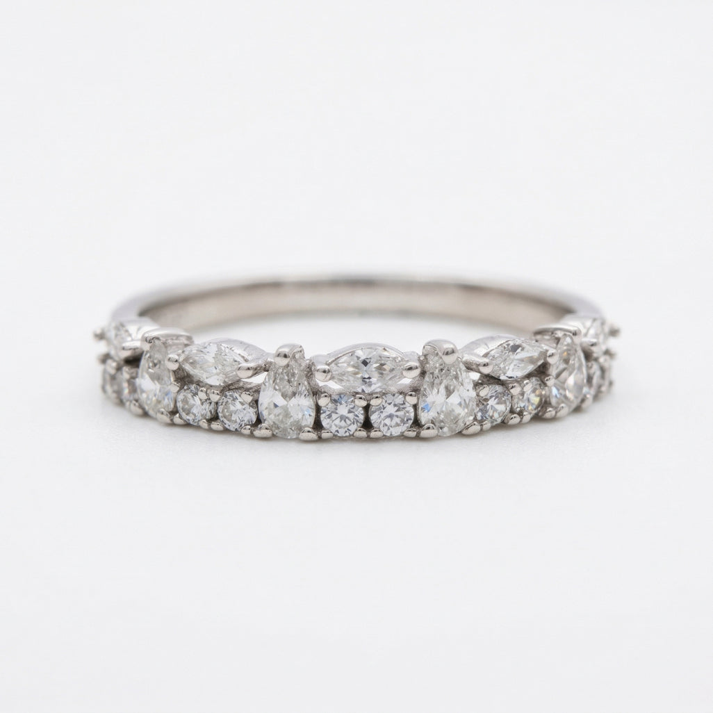 Mixed Stone Shape Band Ring 925 Silver