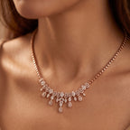 Rose Bloom Fringe Necklace & Earring Set
