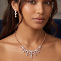 Rose Bloom Fringe Necklace & Earring Set