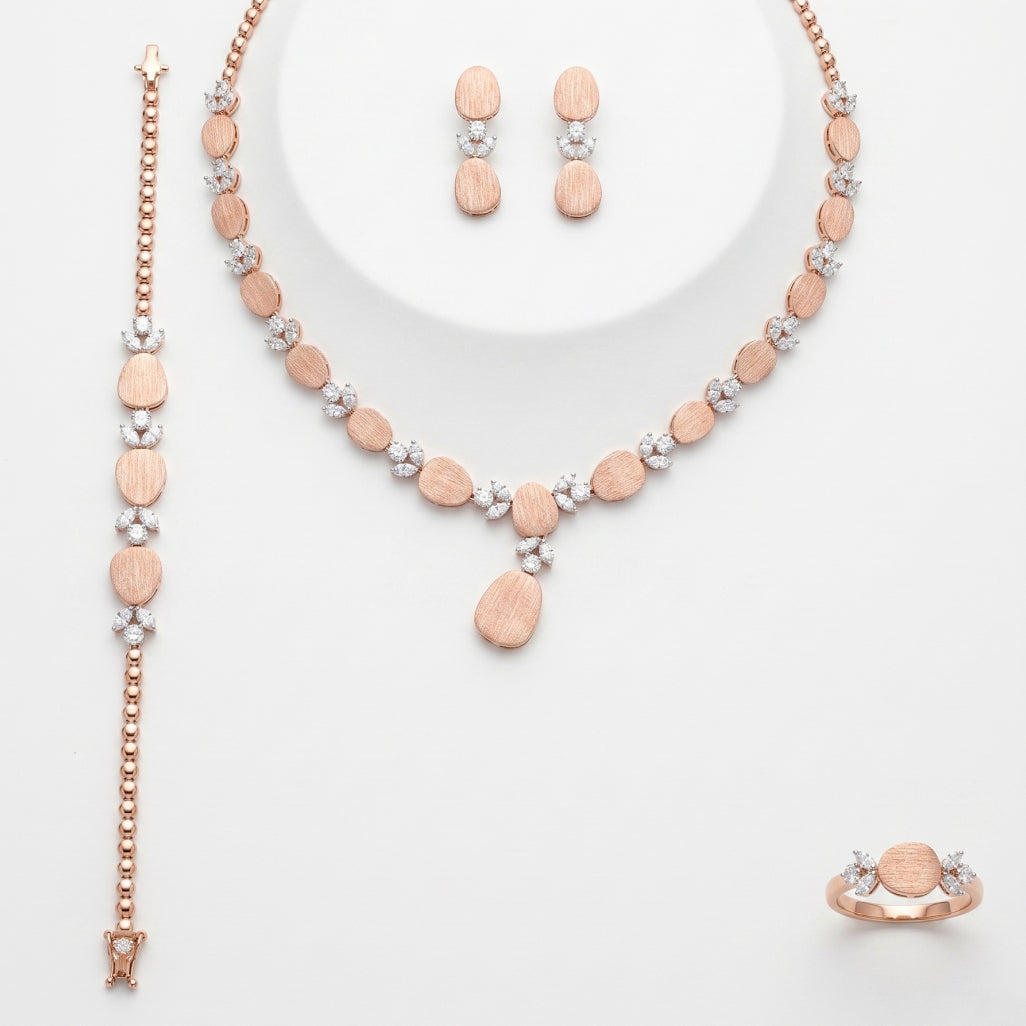 Brushed Oval Disc Jewellery Set