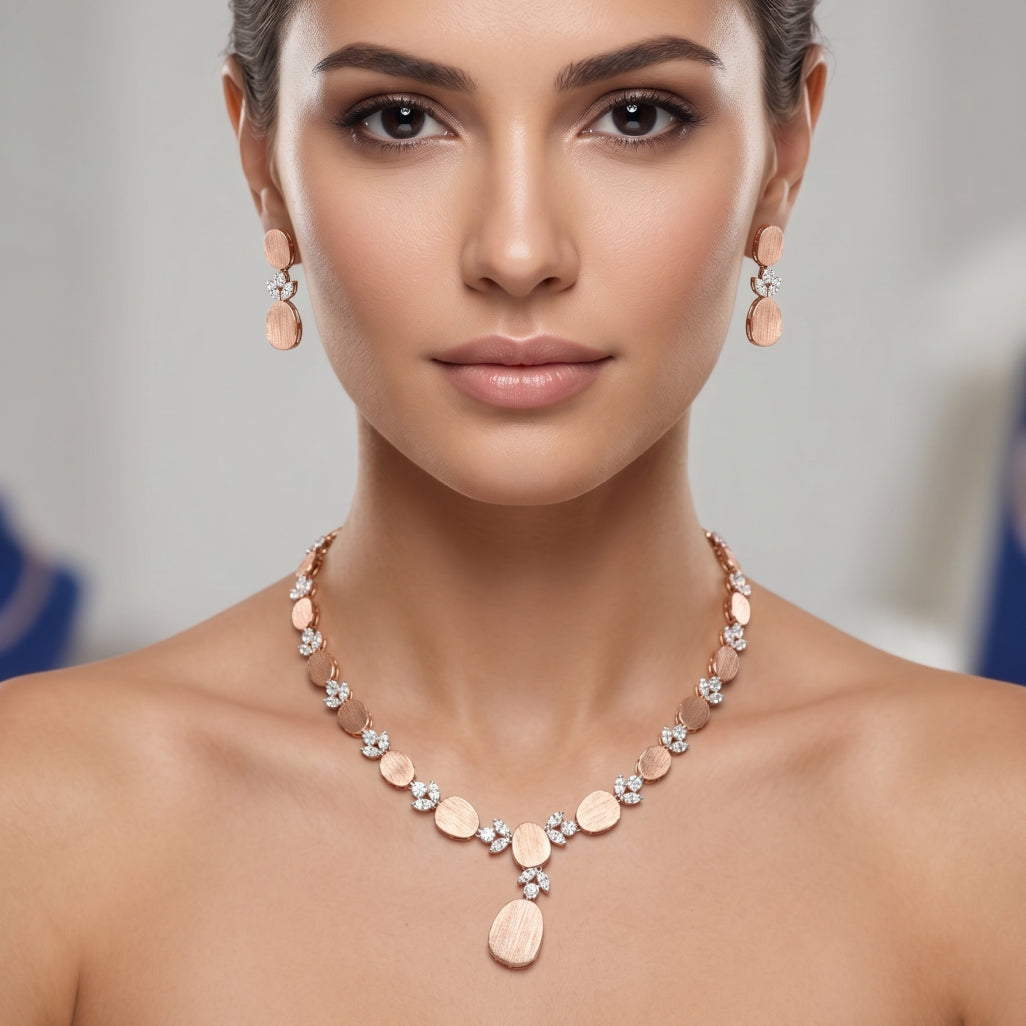 Brushed Oval Disc Jewellery Set