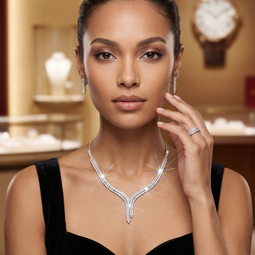 Chevron Spine Moissanite Jewellery Set
