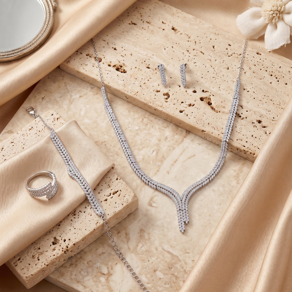 Chevron Spine Moissanite Jewellery Set