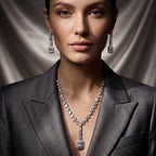 Emerald Cut Moissanite Necklace Set