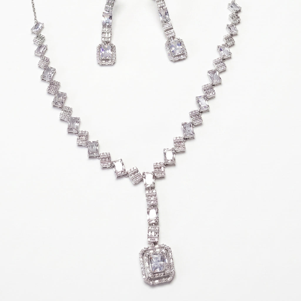 Emerald Cut Moissanite Necklace Set