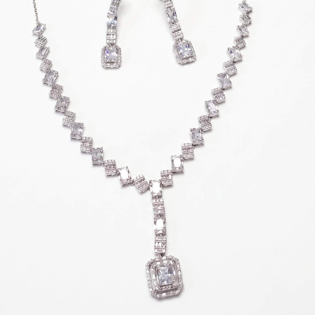 Emerald Cut Moissanite Necklace Set