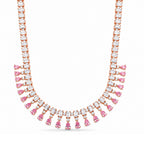 Pink & White Moissanite Fringe Necklace