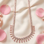 Pink & White Moissanite Fringe Necklace