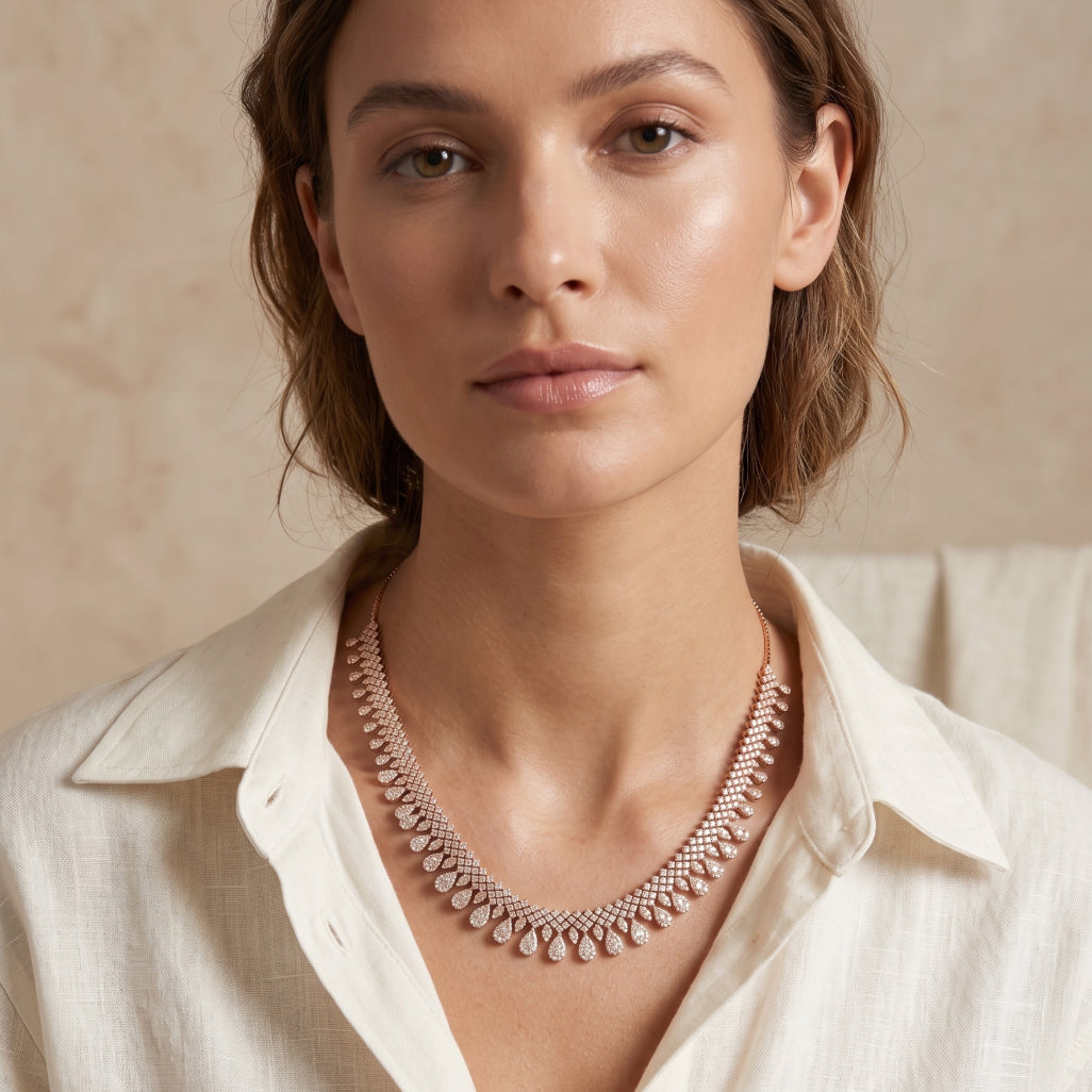Pave Pear Drop Moissanite Necklace