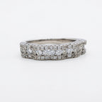 Three Row Wide Stone Band Ring 925 Silver