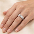 Three Row Wide Stone Band Ring 925 Silver