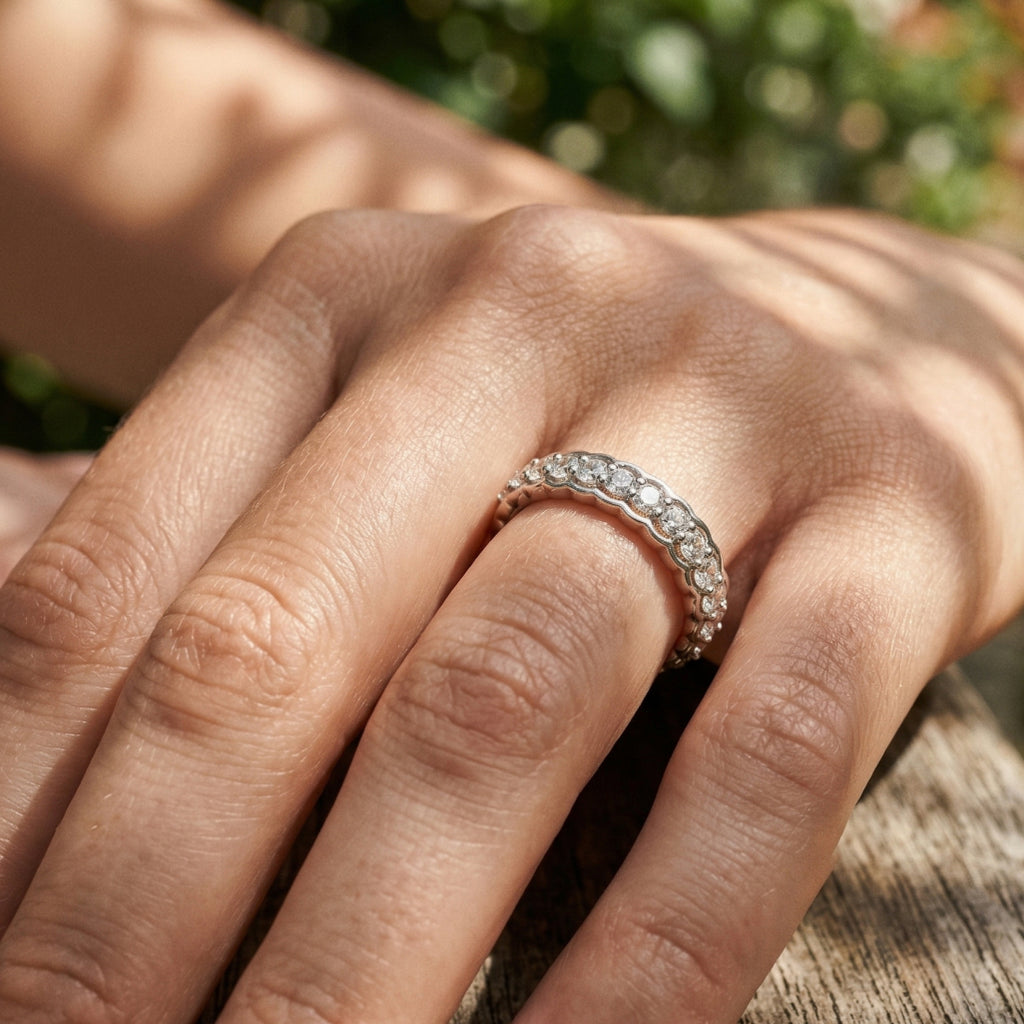 Scallop Edge Full Circle Ring 925 Silver
