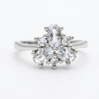 Flower Cluster Halo Ring 925 Silver