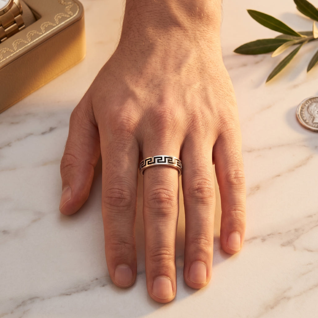 Greek Key Band Ring