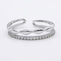 Wave & Stone Double Band Ring