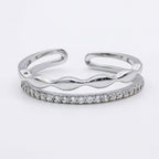 Double Band Wave Ring 925 Silver Adjustable