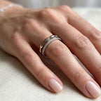 Double Band Wave Ring 925 Silver Adjustable