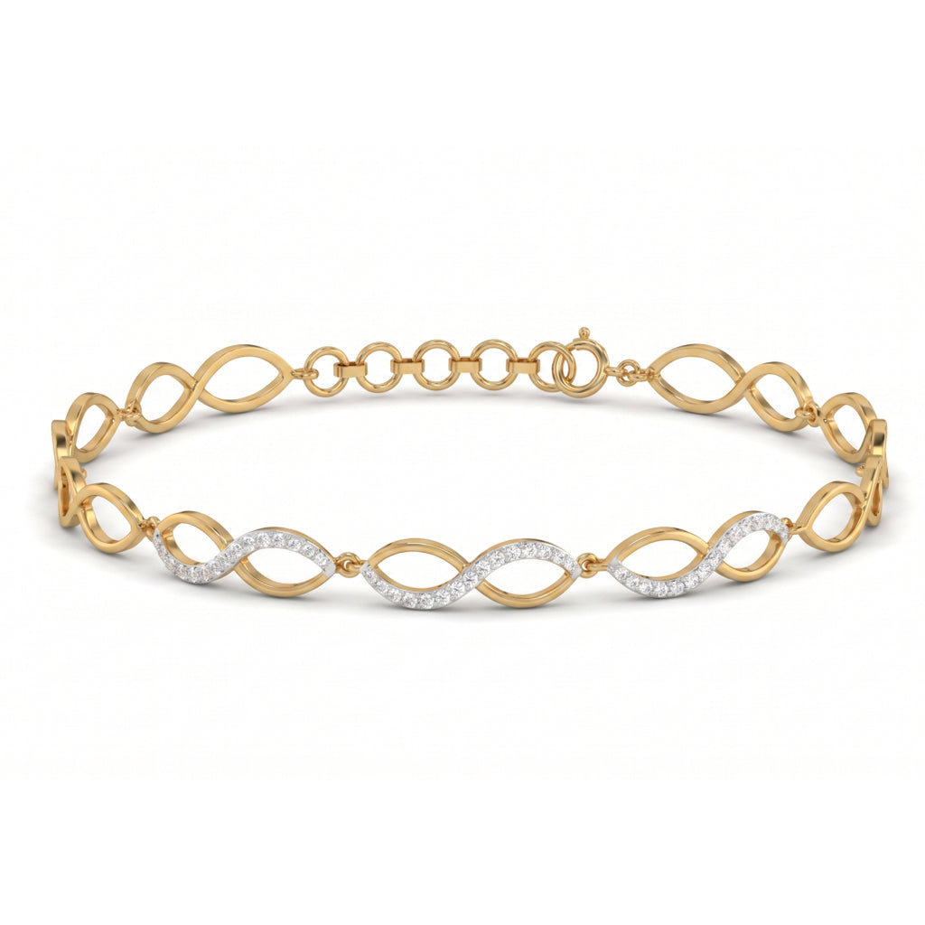 Gold Wave Link Bracelet