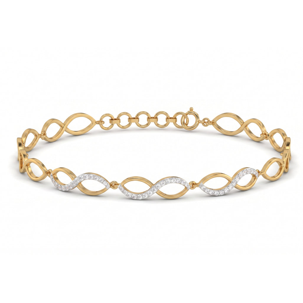 Gold Wave Link Bracelet