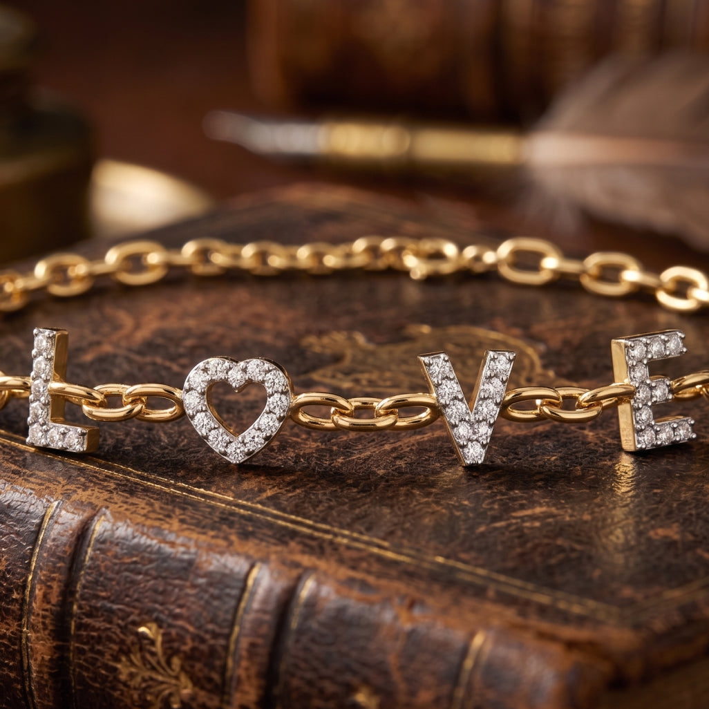 Gold Love Script Bracelet