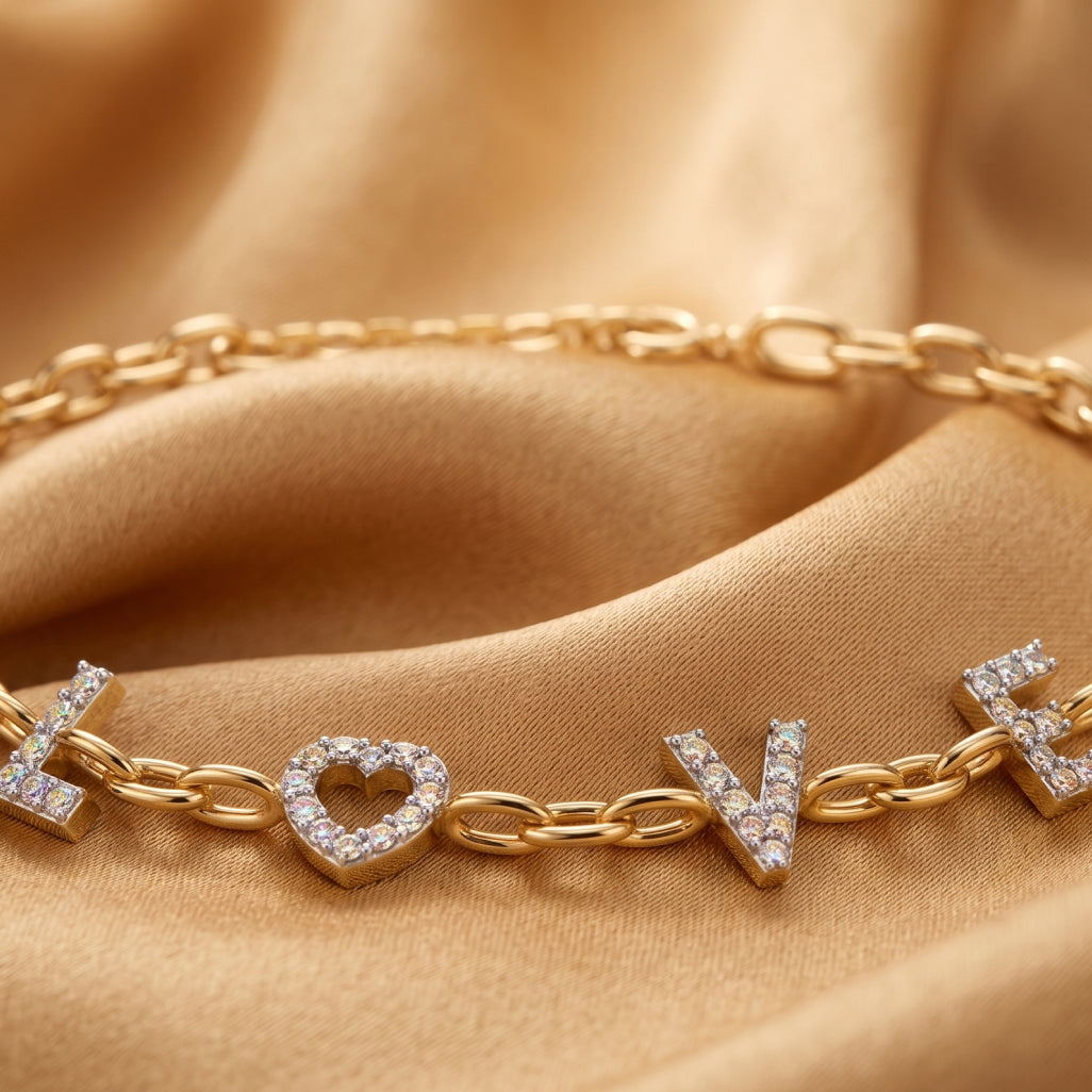 Gold Love Script Bracelet