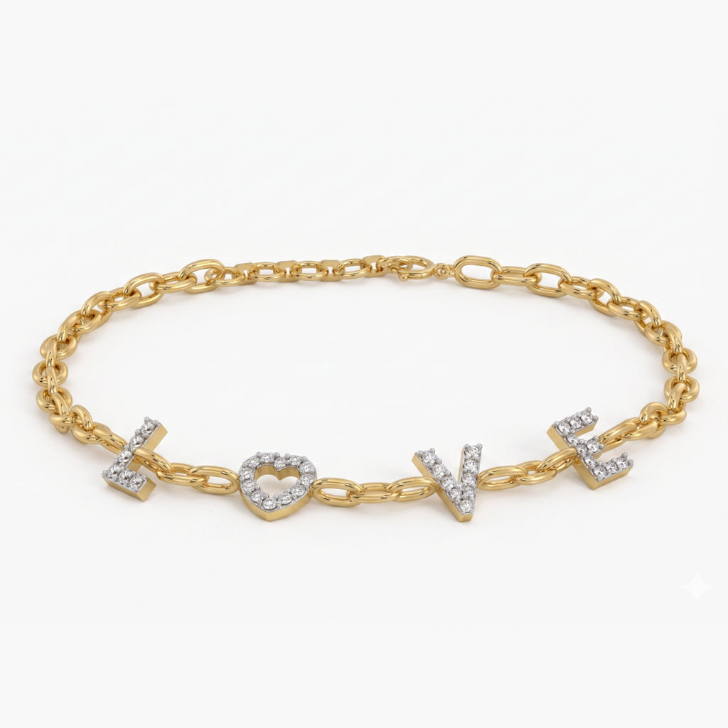 Gold Love Script Bracelet