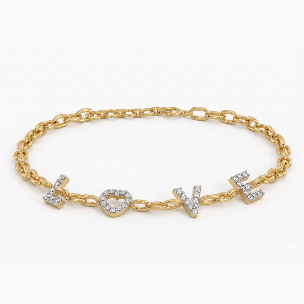 Gold Love Script Bracelet