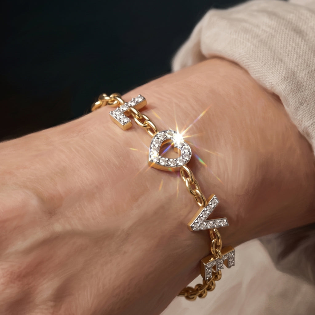 Gold Love Script Bracelet
