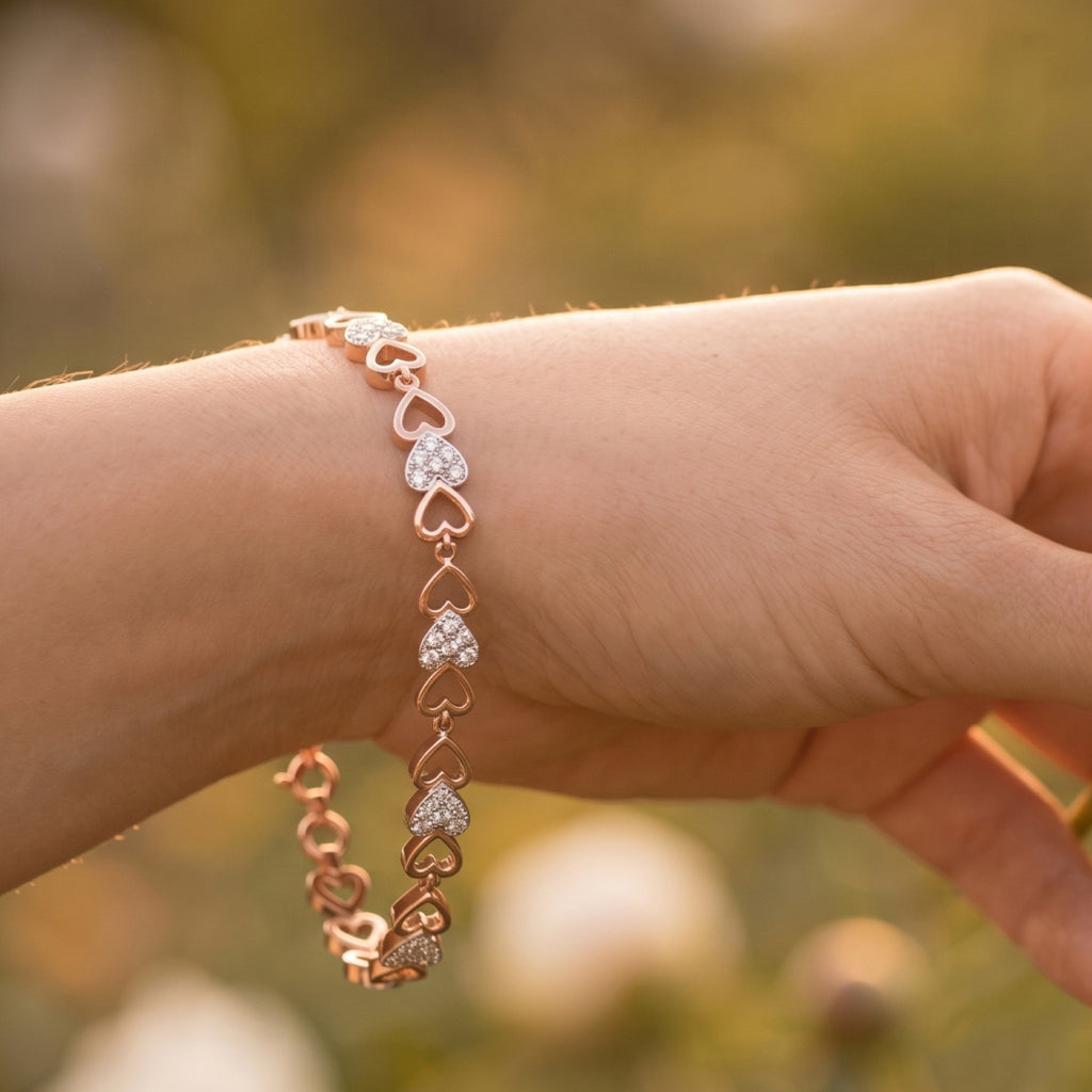 Gold Heart Link Bracelet