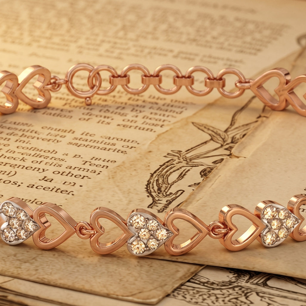 Gold Heart Link Bracelet
