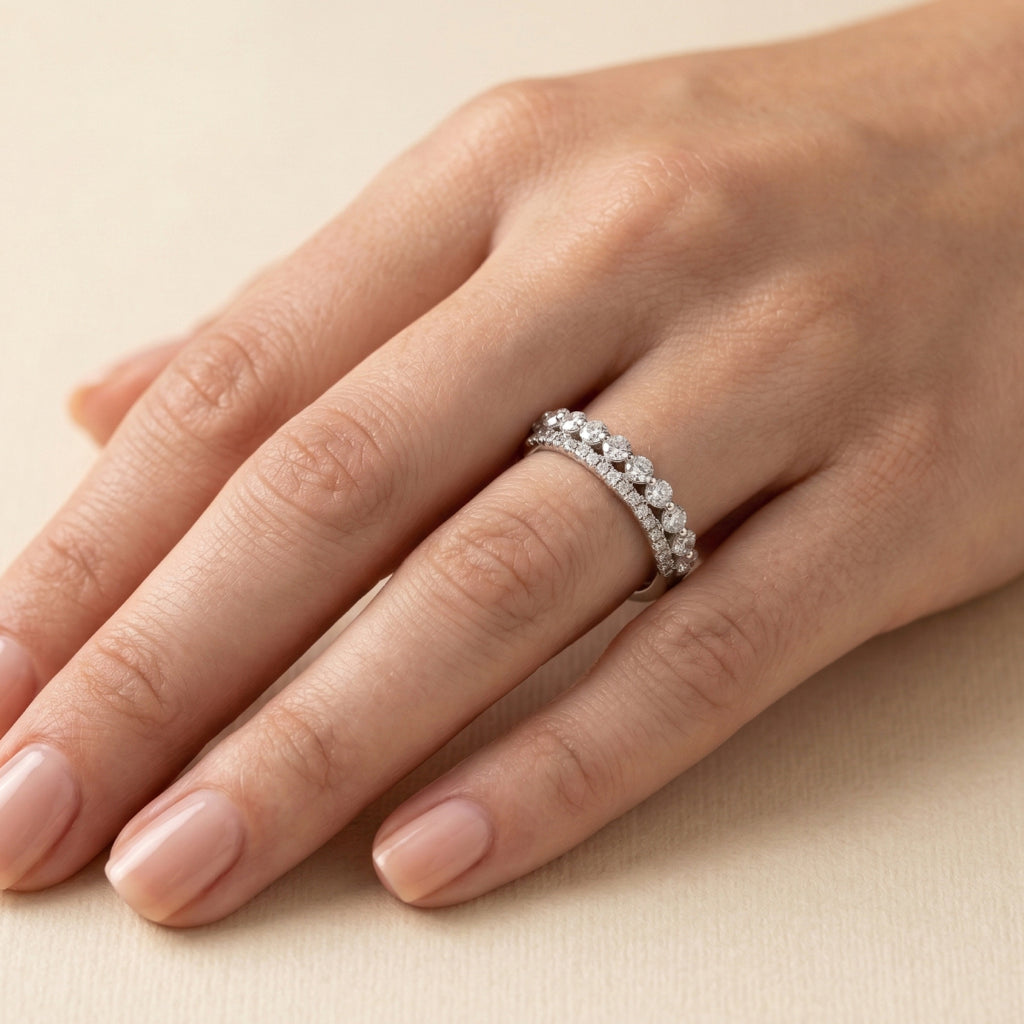 Spiral Stone-Set Half Band Ring